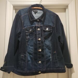 New Look Dark Wash Distressed Denim Jacket 3X Y2K Grunge Oversized Streetwear